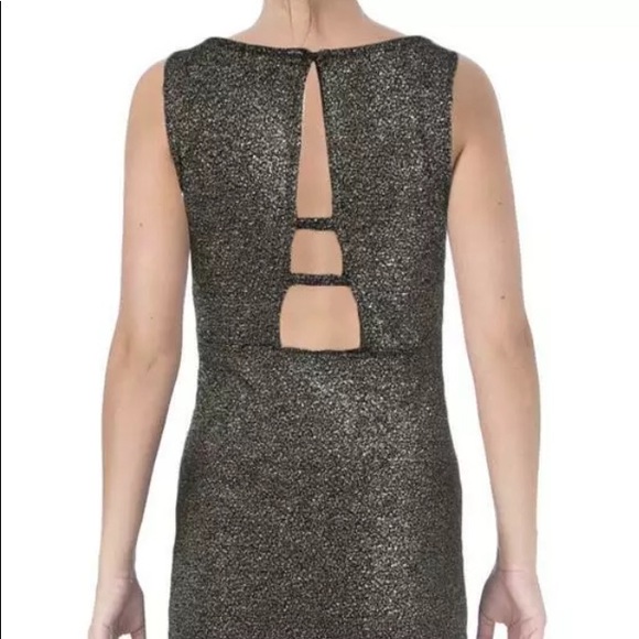 Aqua Gold Metallic Cut Out Body Con Party Dress - Picture 4 of 7